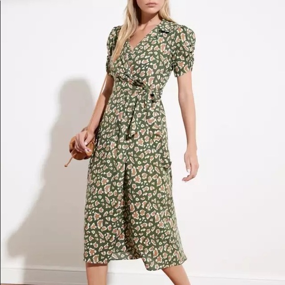 Belted Print Midi Dress - Picture 1 of 5